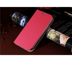 Flip obal tmavě růžový, vzor: dřevo (Samsung S4 mini)